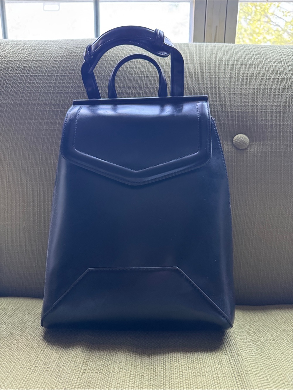 a new day Black Structured Leatherette Backpack